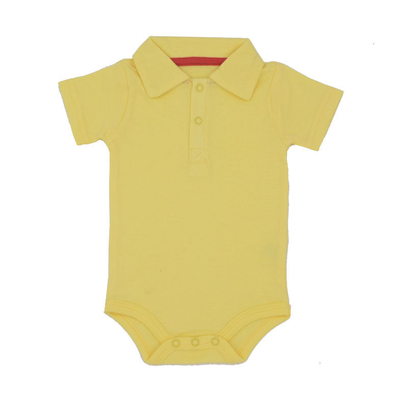 Côte & Crown yellow baby onsie with collar and button closure for infants