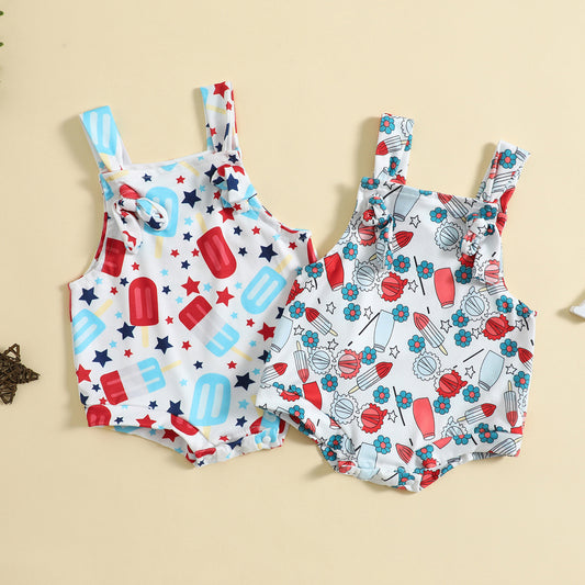 Côte & Crown baby clothes two sleeveless rompers with colourful summer prints for infants