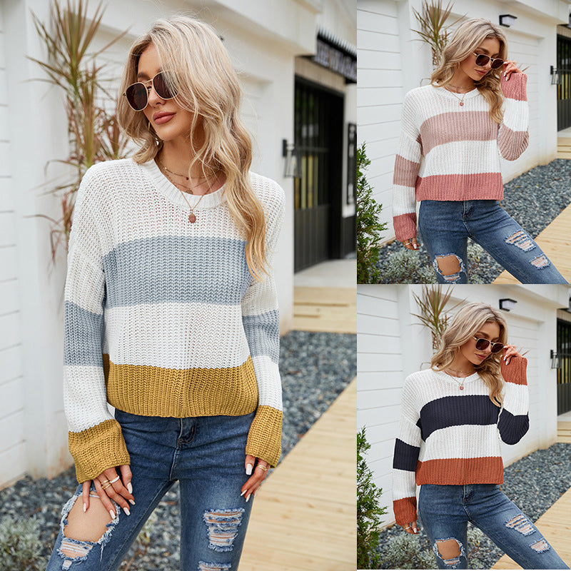 Women's Casual Striped Loose Pullover