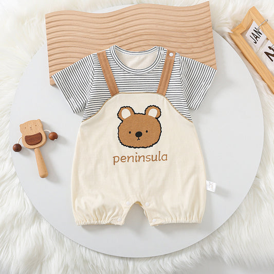 Côte & Crown Cartoon Bear Baby Romper - Soft & Stylish