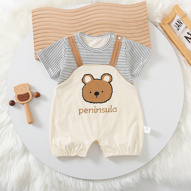 Côte & Crown Cartoon Bear Baby Romper - Soft & Stylish