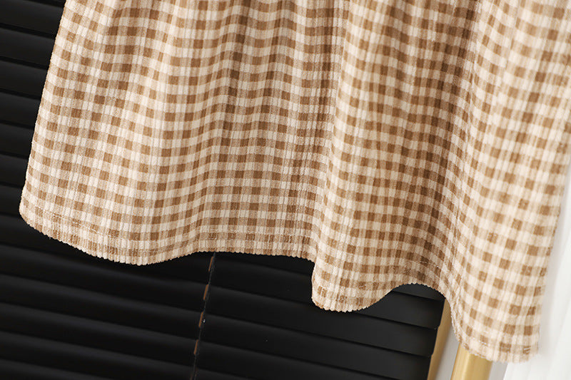 Côte & Crown Brown Check Baby Dress with Long Sleeve Top