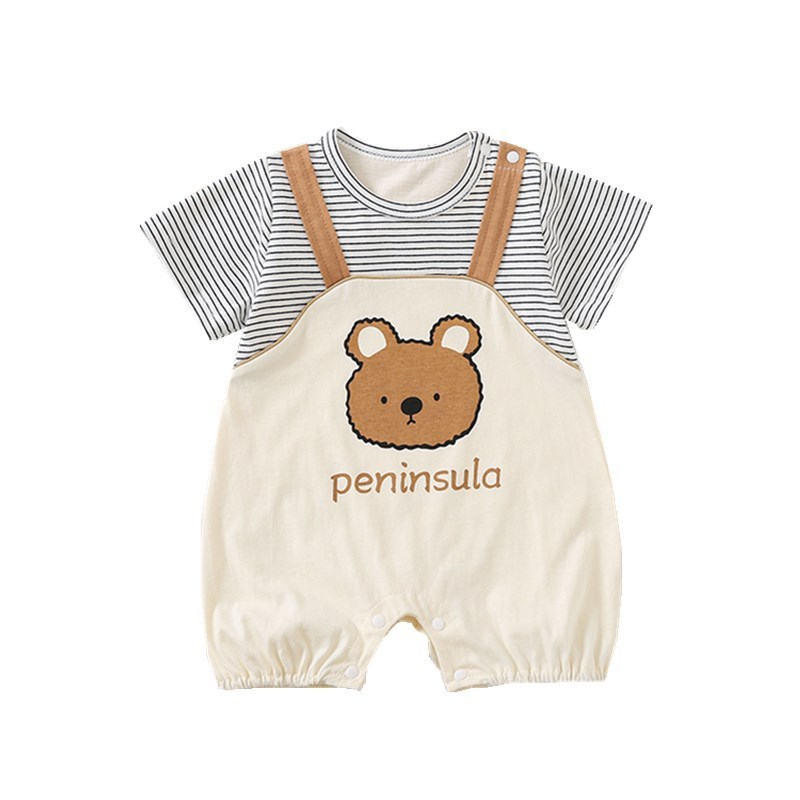 Côte & Crown Cartoon Bear Baby Romper - Soft & Stylish