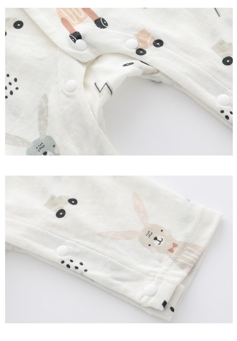 Light and soft bamboo fibre jumpsuit from Côte & Crown featuring breathable bamboo baby clothes with playful animal prints