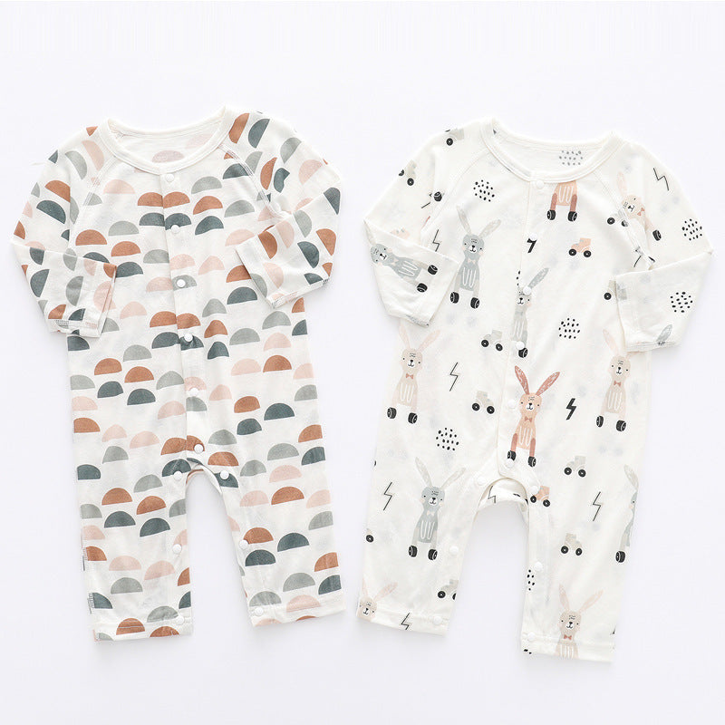 Light and soft bamboo fibre jumpsuits by Côte & Crown featuring breathable bamboo baby clothes with cute animal and geometric prints