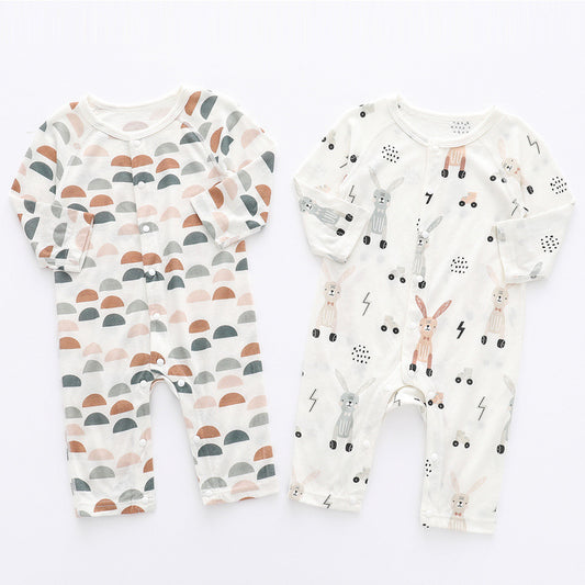 Light and soft bamboo fibre jumpsuits by Côte & Crown featuring breathable bamboo baby clothes with cute animal and geometric prints