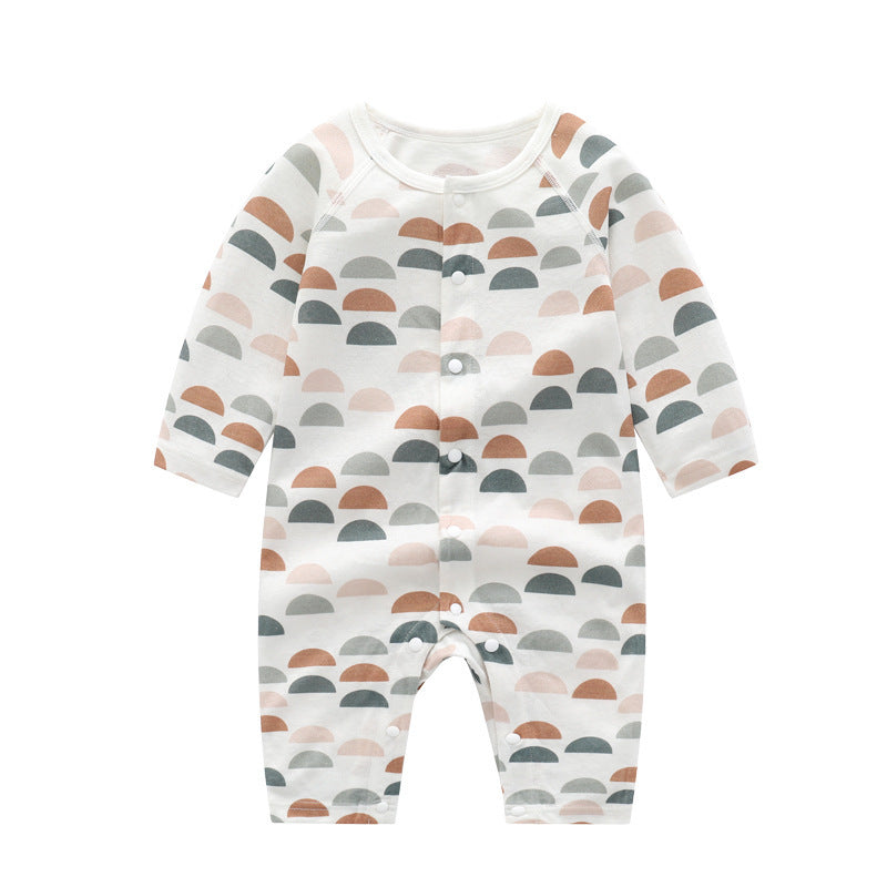 Light and soft bamboo fibre jumpsuit with multicolor semi circle pattern breathable bamboo baby clothes