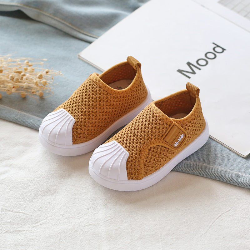 Côte & Crown infant toddler non slip soft bottom comfortable kids sneakers for everyday wear in mustard yellow