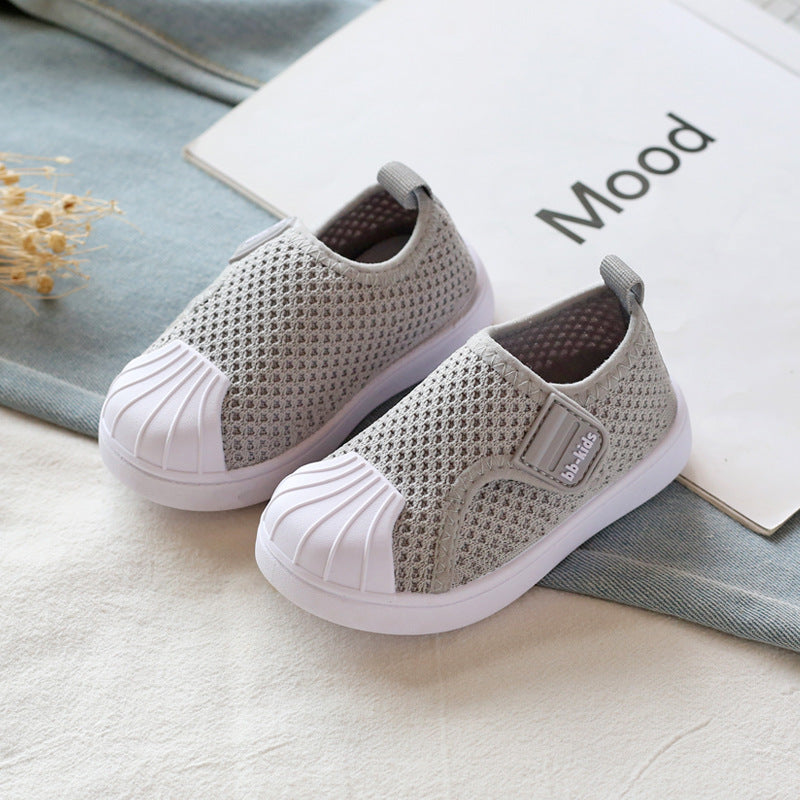 Côte & Crown infant toddler non-slip soft bottom gray shoes as comfortable kids sneakers for everyday wear