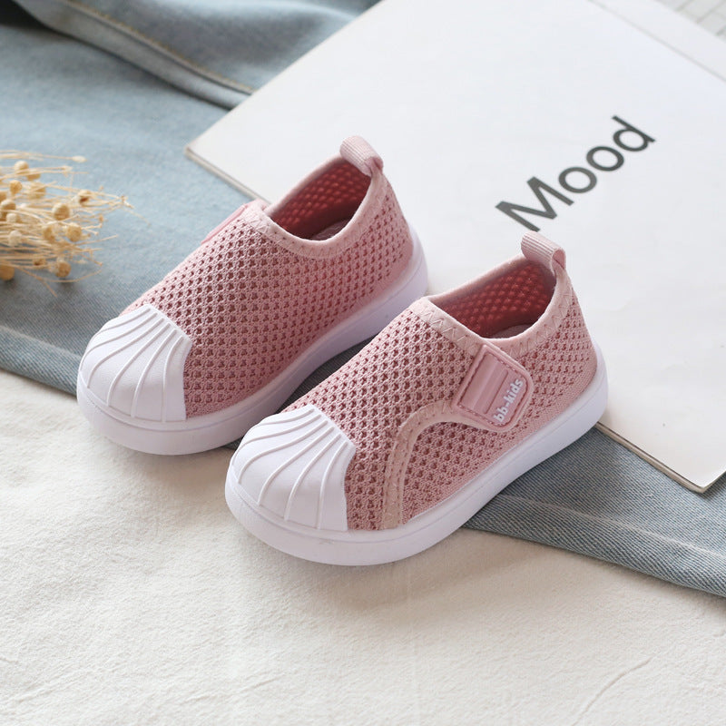 Côte & Crown infant toddler non-slip soft bottom comfortable kids sneakers for everyday wear in pink