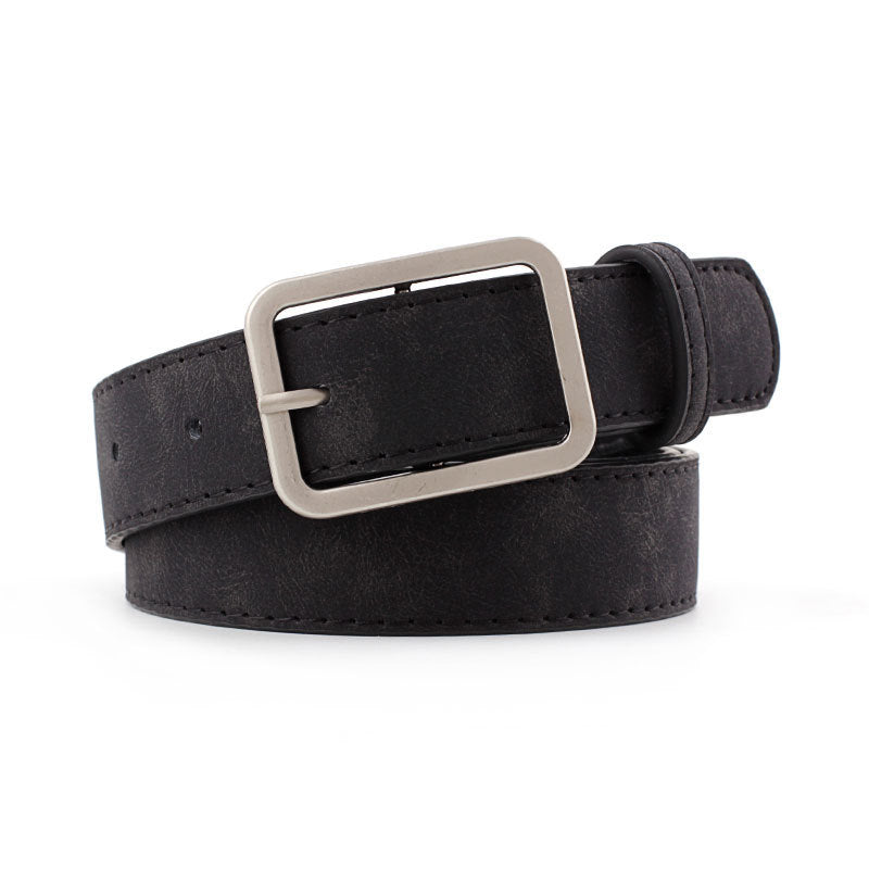 Black Leather Belt with Silver Buckle for a Smart Office Look