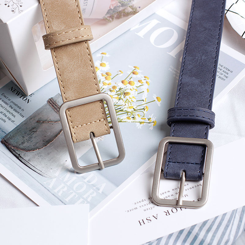  women's office belts in beige and navy with metal buckles for stylish workplace outfits