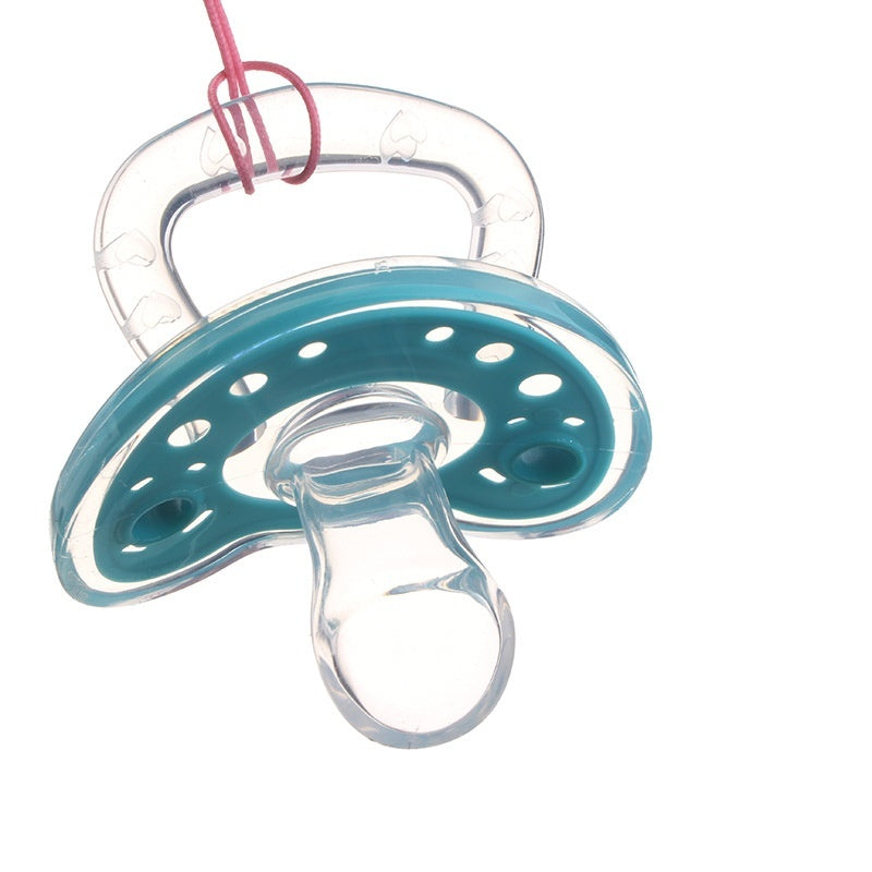 Côte & Crown silicone baby pacifier BPA free with teal guard and clear nipple on white background