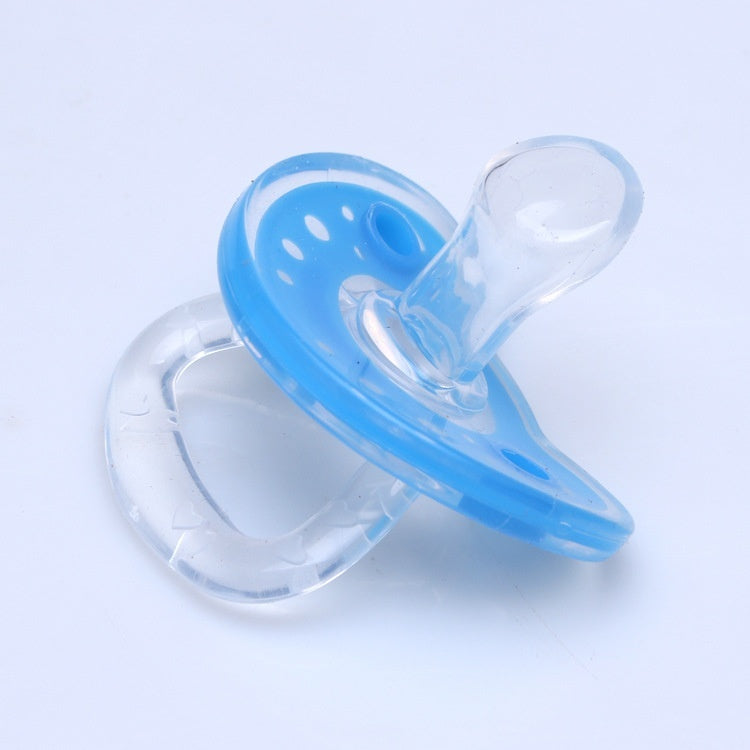 Côte & Crown blue silicone baby pacifier BPA free with clear handle for newborns