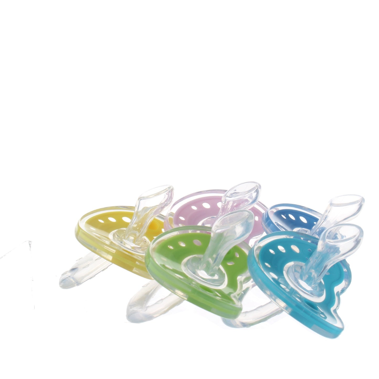 Côte & Crown silicone baby pacifier BPA free in pastel yellow green purple and blue colors