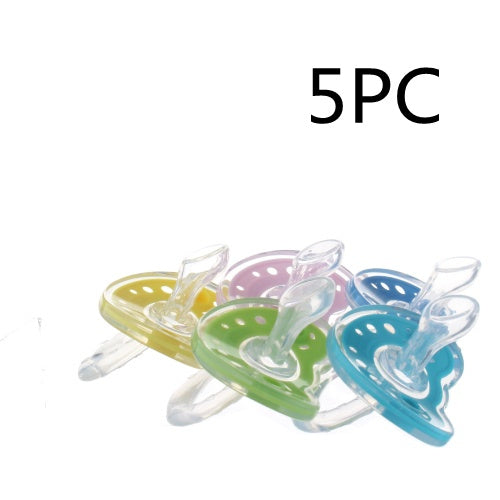Côte & Crown set of 5 colorful silicone baby pacifier BPA free with clear nipples and ventilation holes