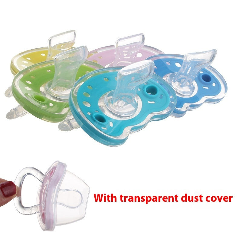 Côte & Crown silicone baby pacifier BPA free with transparent dust cover in assorted pastel colors