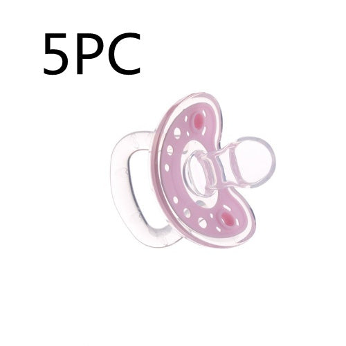 Côte & Crown silicone baby pacifier BPA free in pink with ventilation holes and clear handle