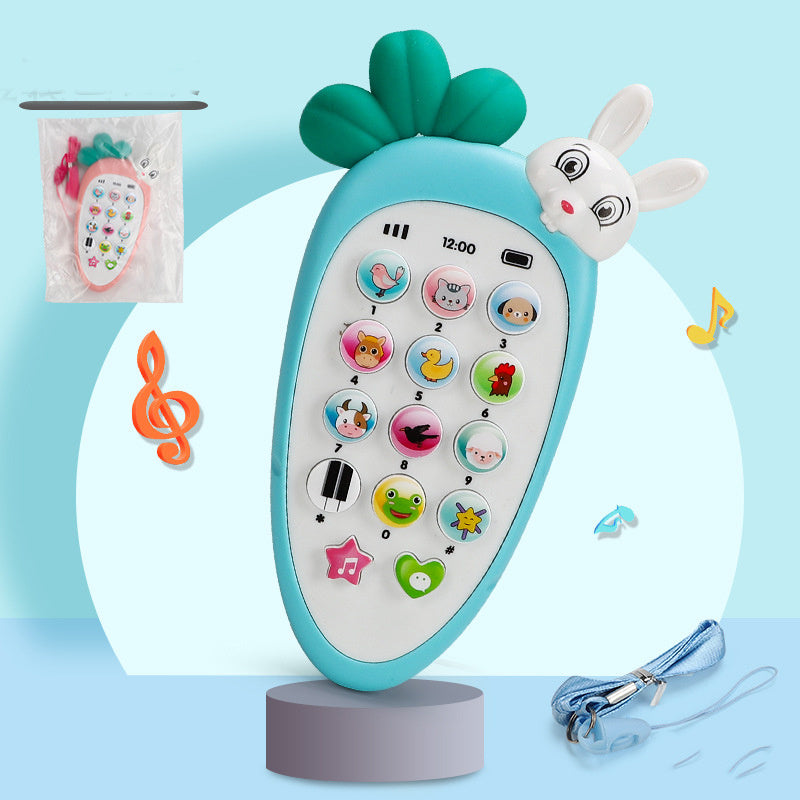 Côte & Crown baby toy shaped like a carrot with animal buttons and a bunny head for early learning