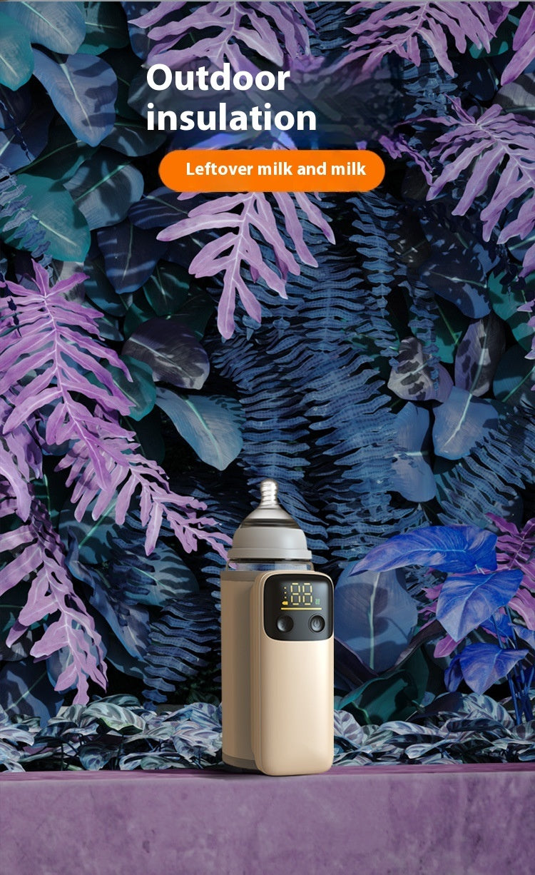 Côte & Crown baby bottle warmer in gold with digital display for outdoor insulation and milk warming