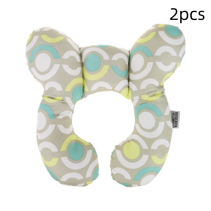 Côte & Crown U-shaped neck guard pillow for stroller with colorful circular pattern set of 2