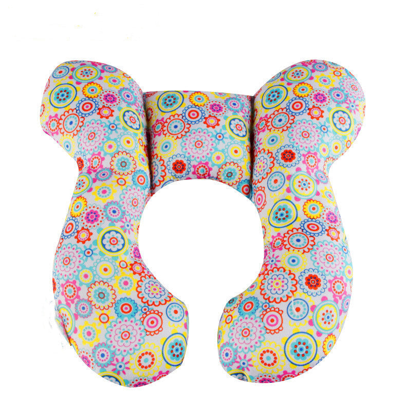 Côte & Crown colorful U-shaped neck guard pillow for stroller with floral pattern for baby comfort
