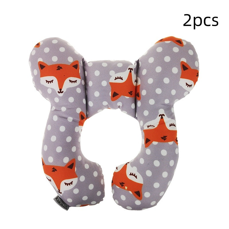 Côte & Crown U-Shaped Neck Guard Pillow for Stroller with Fox and Polka Dot Pattern