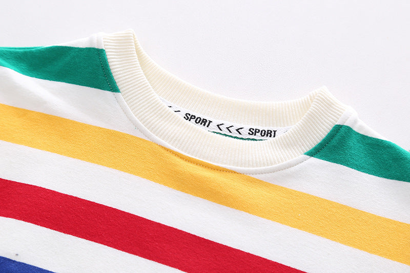 Côte & Crown baby clothes striped top with colourful red yellow green and white bands
