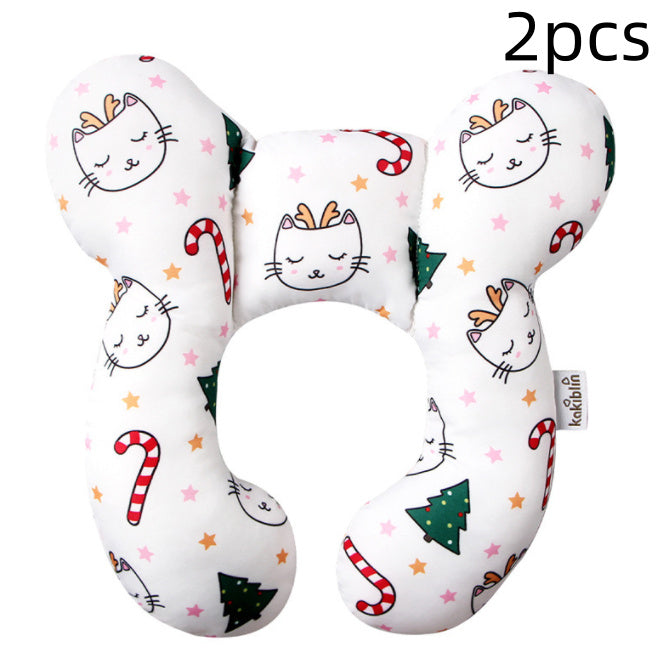 Côte & Crown U-Shaped neck guard pillow for stroller with cute cat and holiday pattern 2pcs