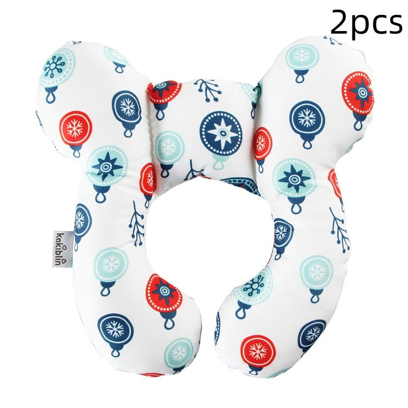 Côte & Crown U-shaped neck guard pillow for stroller with colorful round pattern for baby head support